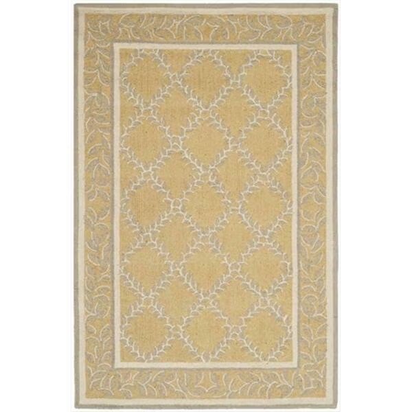 3 ft. - 9 in. x 5 ft. - 9 in. Small Rectangle- Transitional Chelsea Yellow And Grey Hand Hooked Rug, Safavieh, Mfr#: HK230Y-4